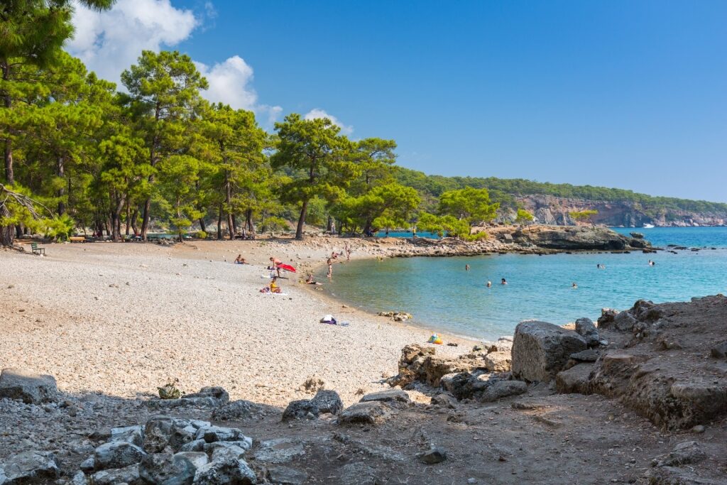 Phaselis Beach, one of the best beaches in Antalya