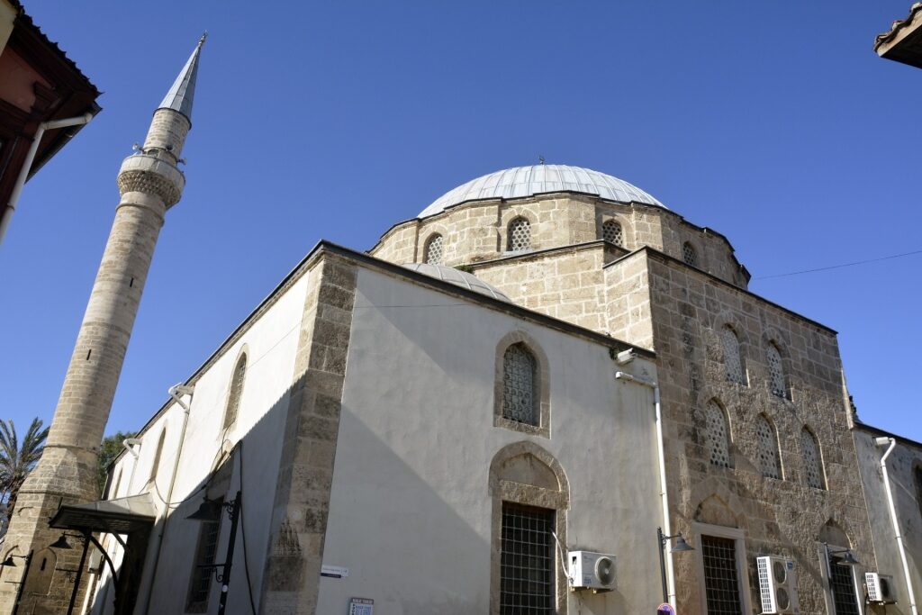 Tekeli Mehmet Pasha Mosque with elegant domes and minaret in Antalya