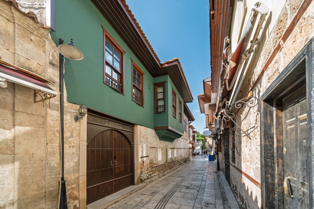 Traditional Ottoman-style homes in the charming alleys of Kaleici, Antalya Old Town