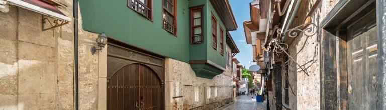 Traditional Ottoman-style homes in the charming alleys of Kaleici, Antalya Old Town
