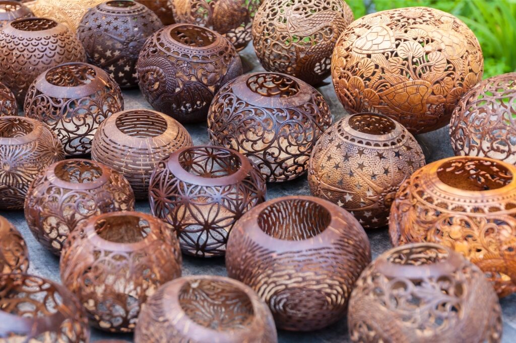 Coconut shell crafts, one of the best Bali souvenirs