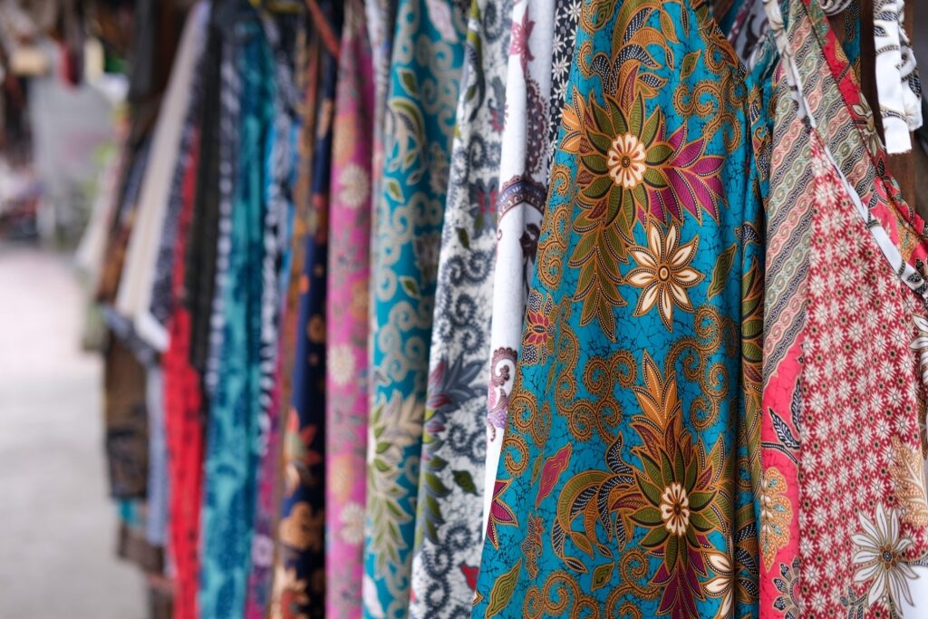 Balinese Batik fabric on display in a shopping market