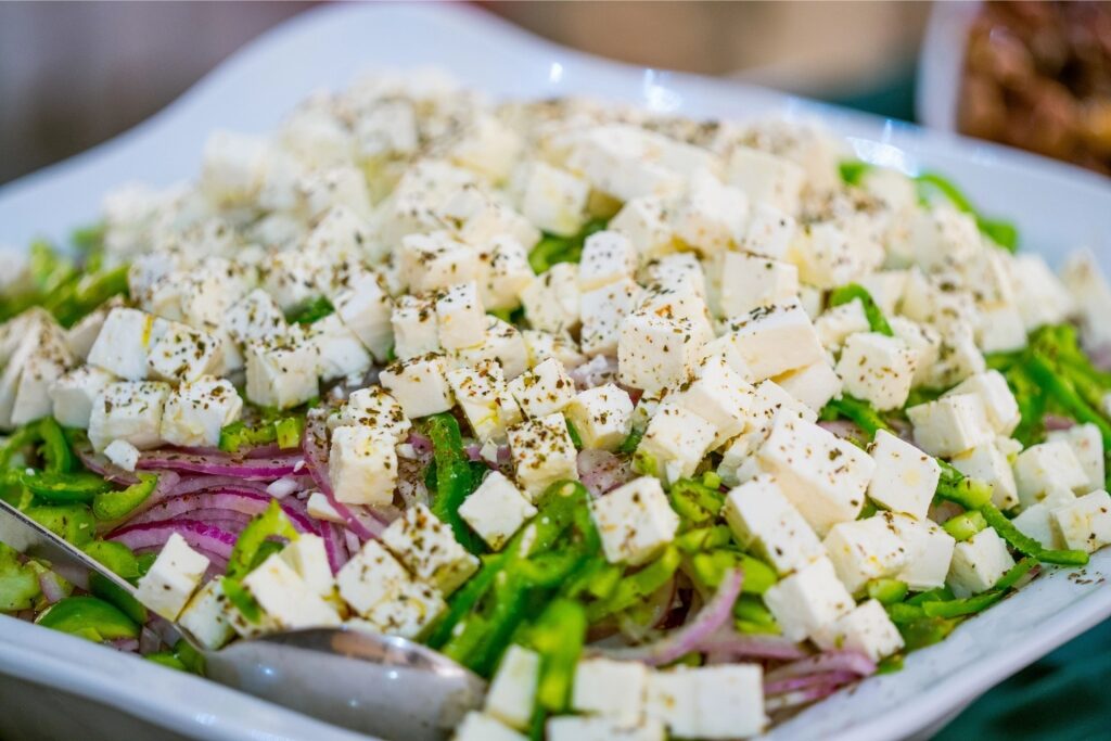 Close up view of authentic Mediterranean Greek salad