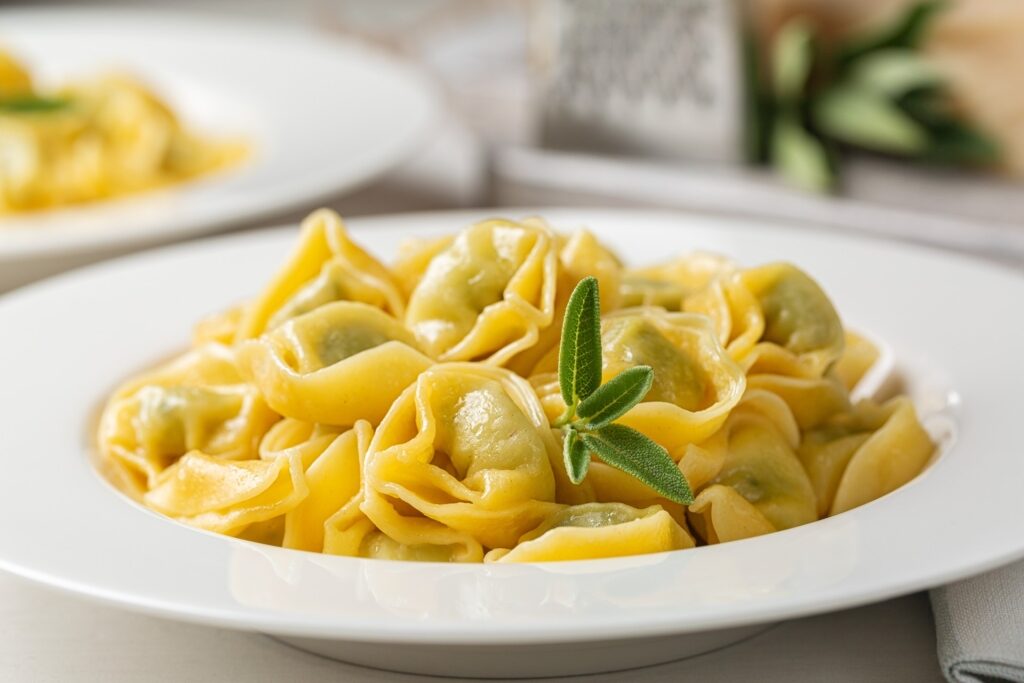 Traditional Italian tortellini served on a plate