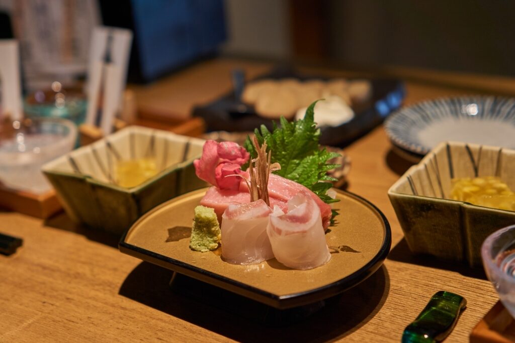 Tradional dishes served at a Japanese izakaya