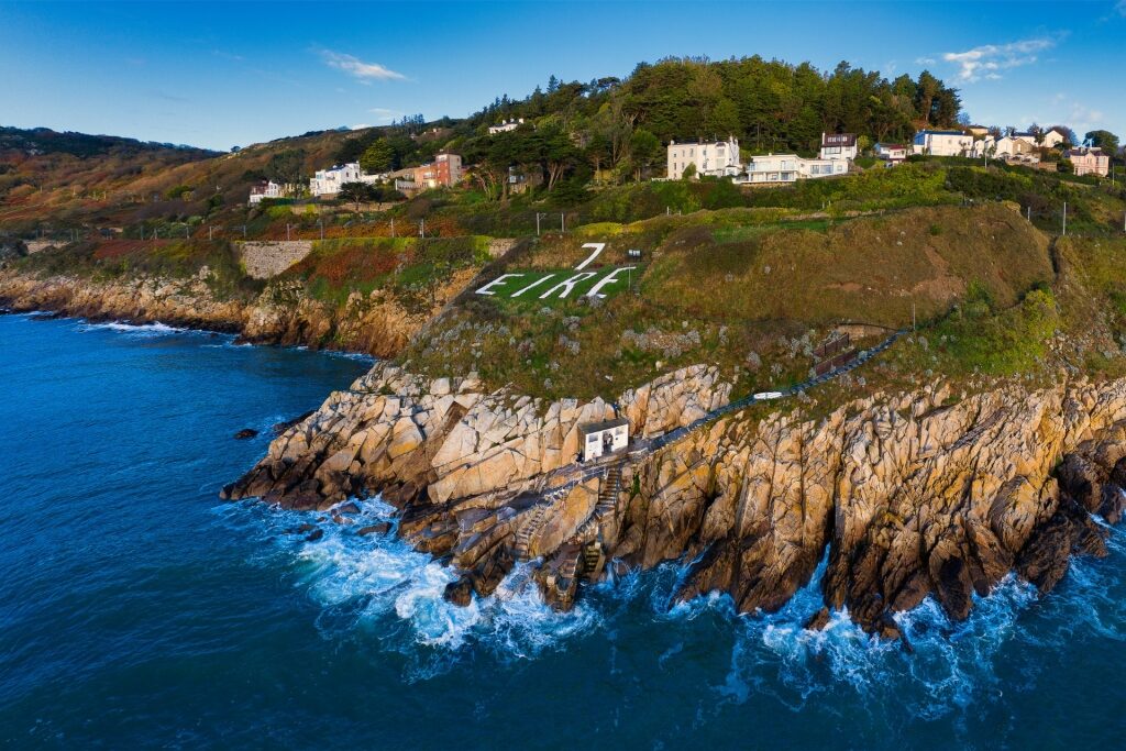 View of the Vico Bathing Place on the rocky Dalkey coastline