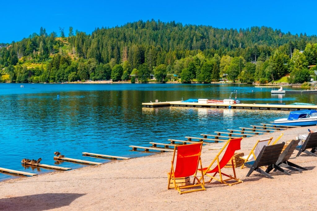 Calm waters of Lake Titisee in the Black Forest in Germany