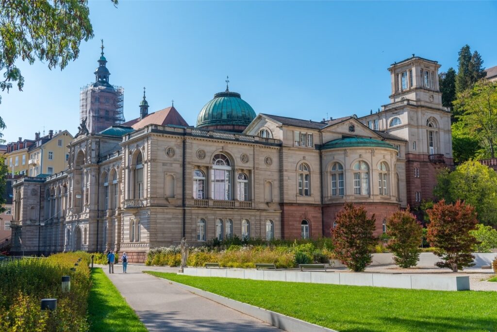 Exterior view of Friedrichsbad Therme building in Baden-Baden, Germany