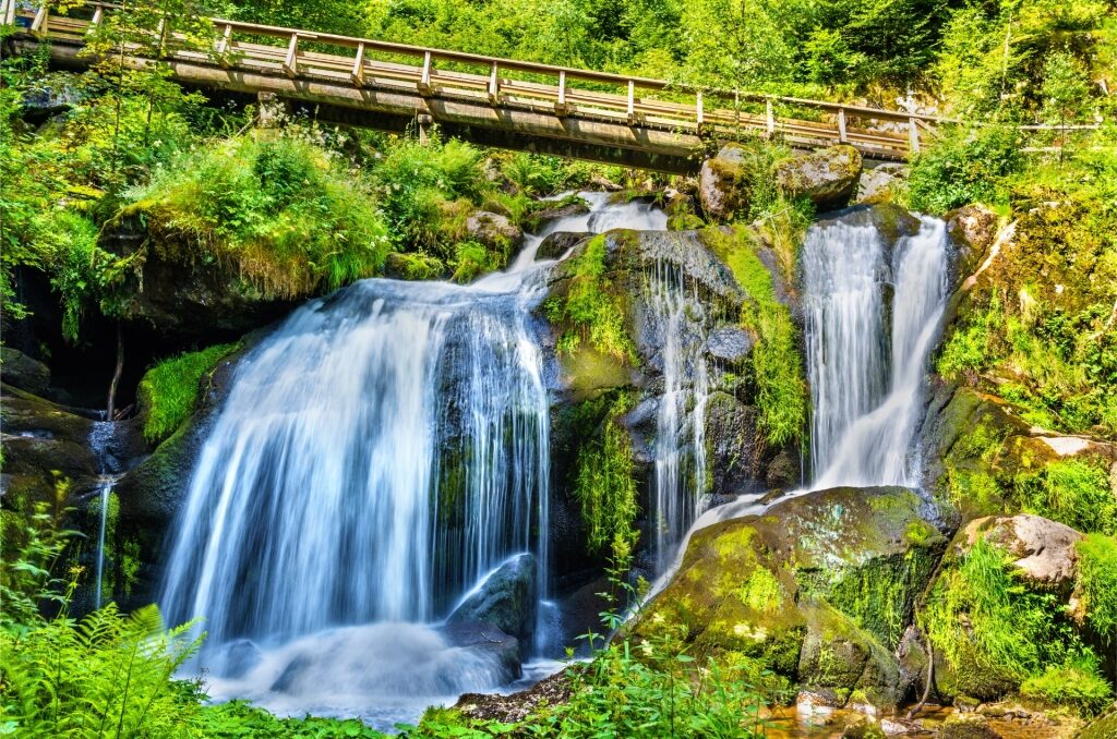 Triberg Waterfalls cascading over mossy rocks in the Black Forest
