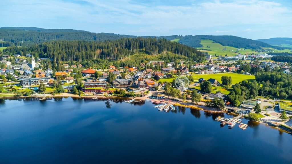 Aerial view of Lake Titisee in the Black Forest in Germany