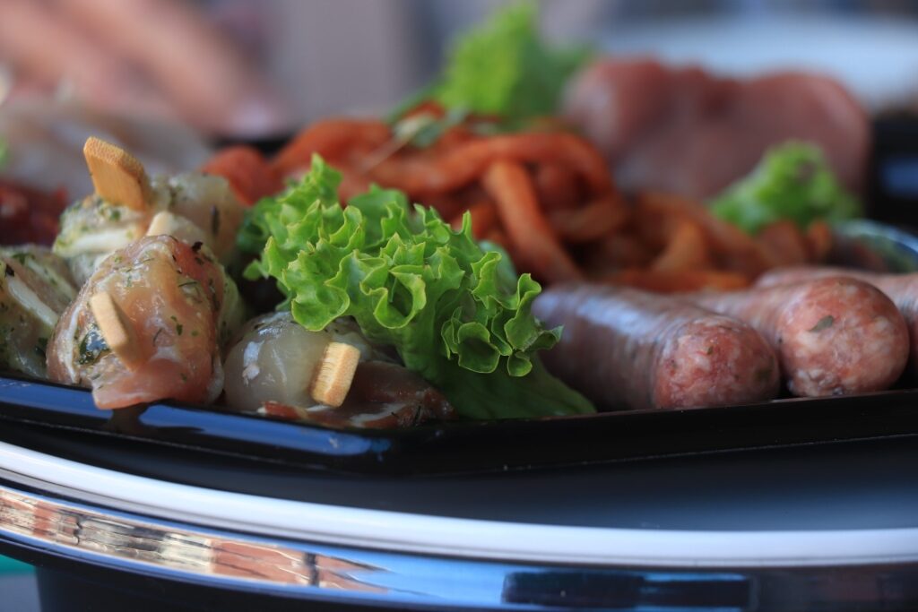 Close-up of traditional Dutch Christmas gourmetten meal