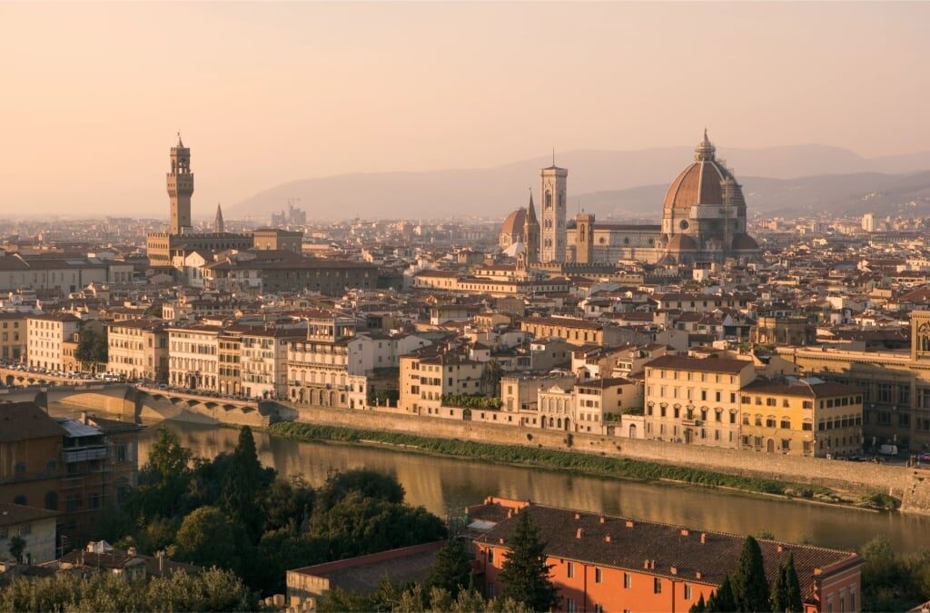 Scenic aerial view of Florence with historic landmarks