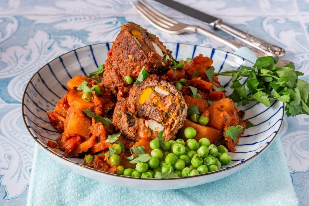 Traditional Bragioli beef olives, a classic food in Malta