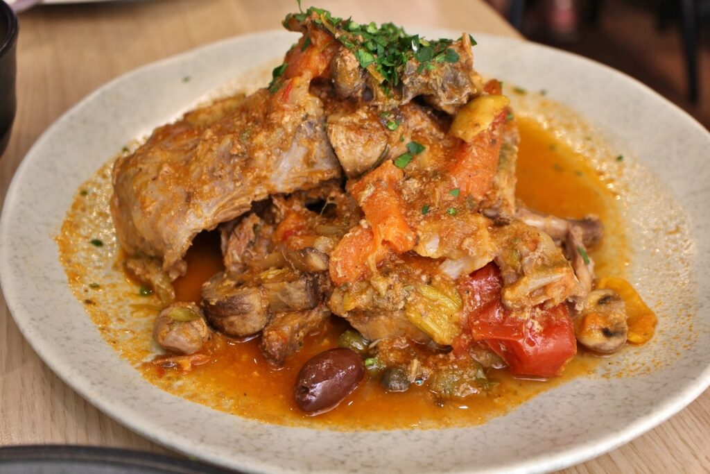 Authentic Maltese rabbit stew Stuffat tal-Fenek, a traditional food in Malta