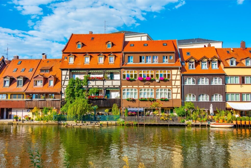Scenic view of Bamberg’s Little Venice with riverside medieval houses in Franconia