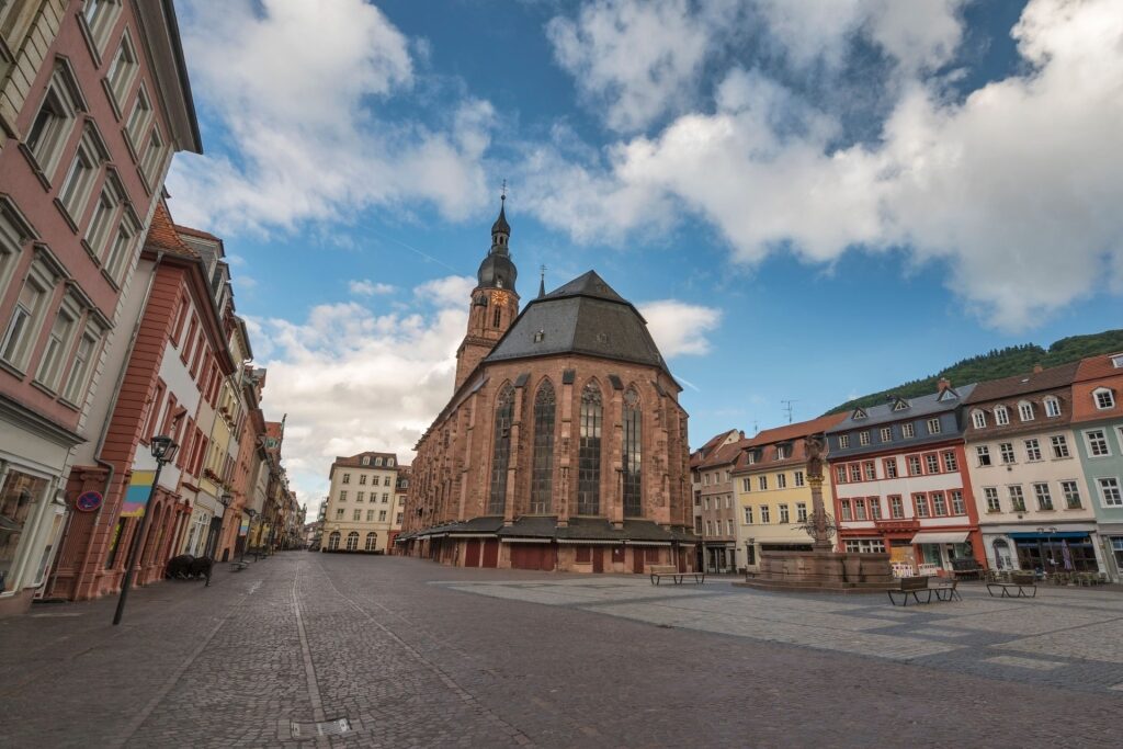 Exterior view of the Church of the Holy Spirit in Heidelberg’s Old Town