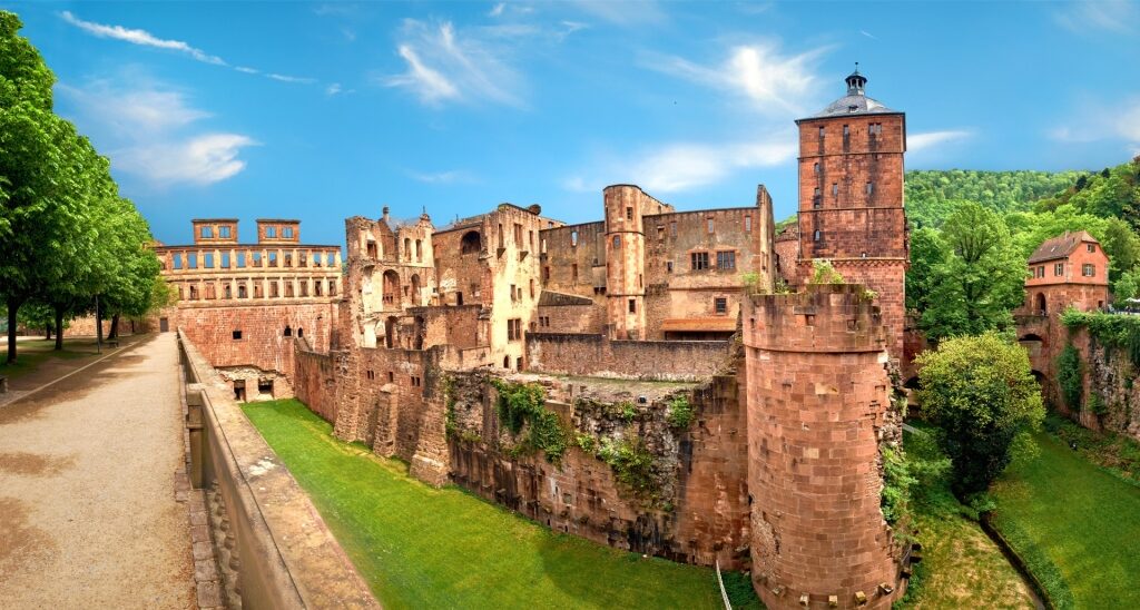 Ancient stone ruins of Heidelberg Castle in Germany