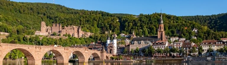 View of Heidelberg’s old town and castle overlooking the Neckar River