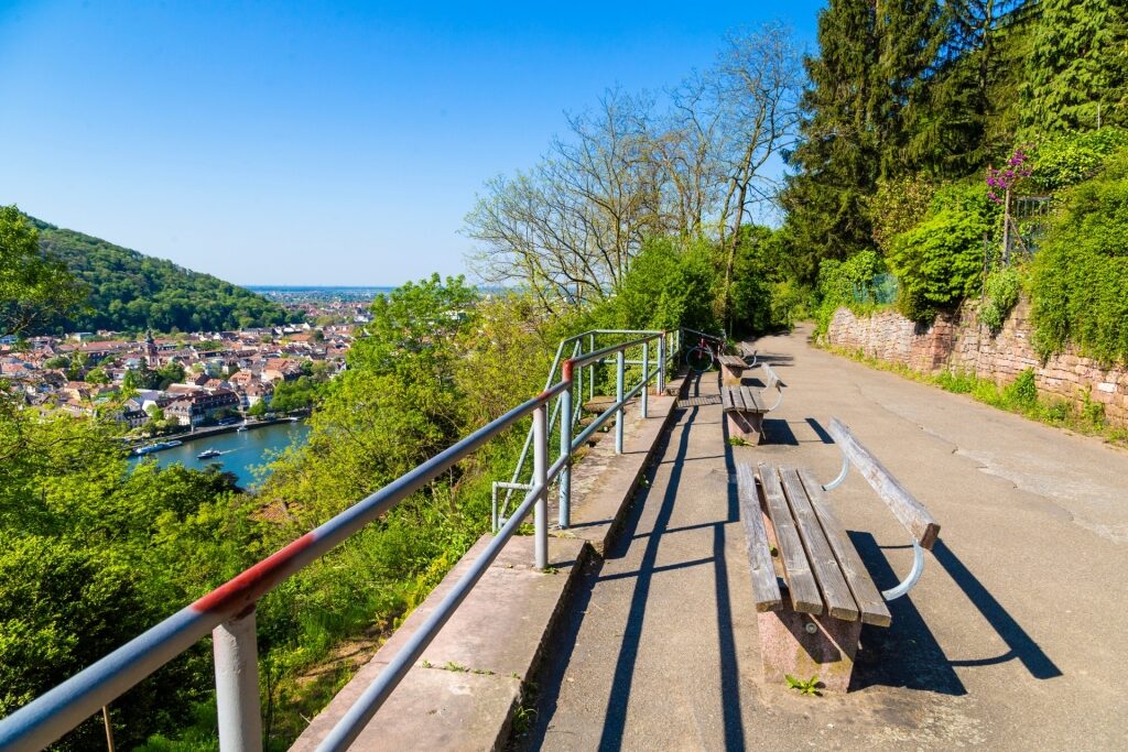 Scenic Philosophenweg pathway with views of Heidelberg