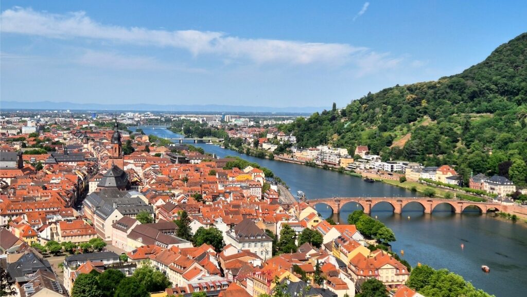 Scenic panorama of Heidelberg’s Old Town and river bridge