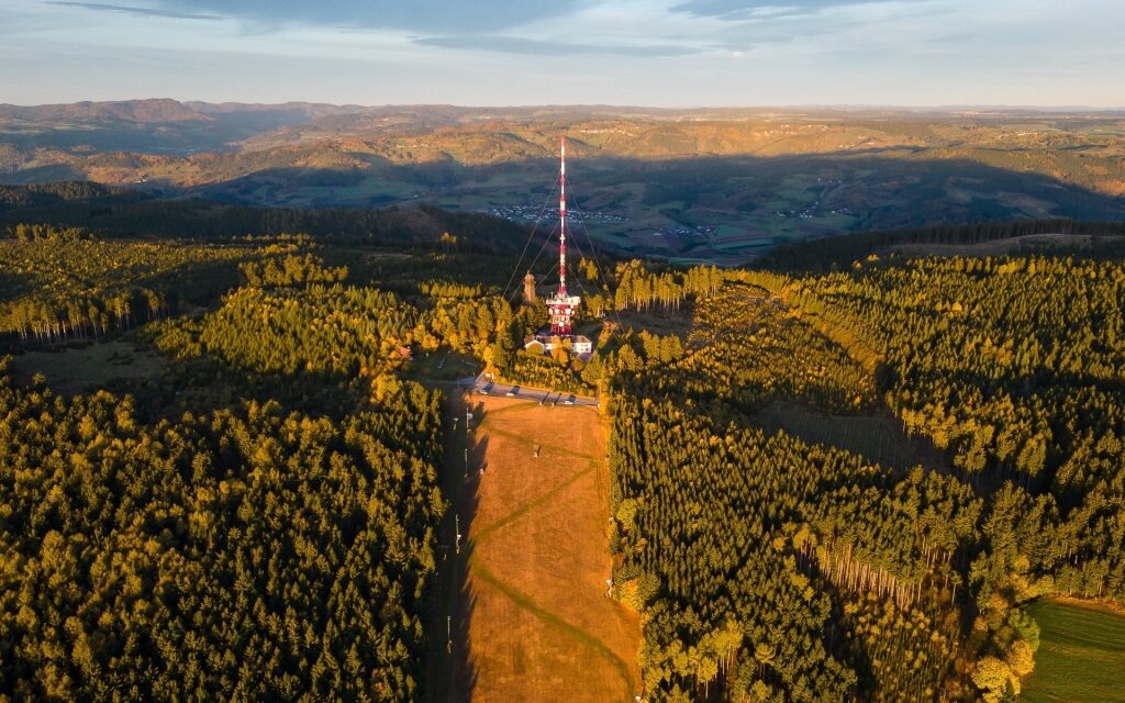 Landscape at Jauerling summit with golden forests and mountain views