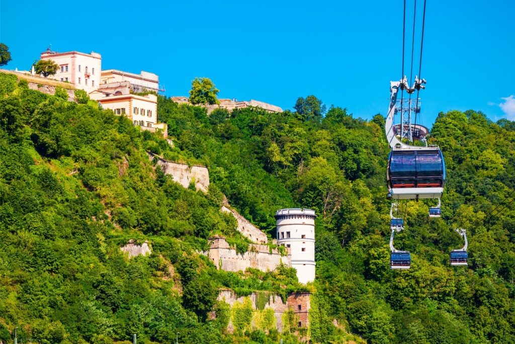 Scenic cable car ride in Koblenz offering panoramic views of the Rhine Valley
