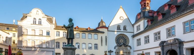 Jesuitenplatz square in Koblenz surrounded by historic buildings