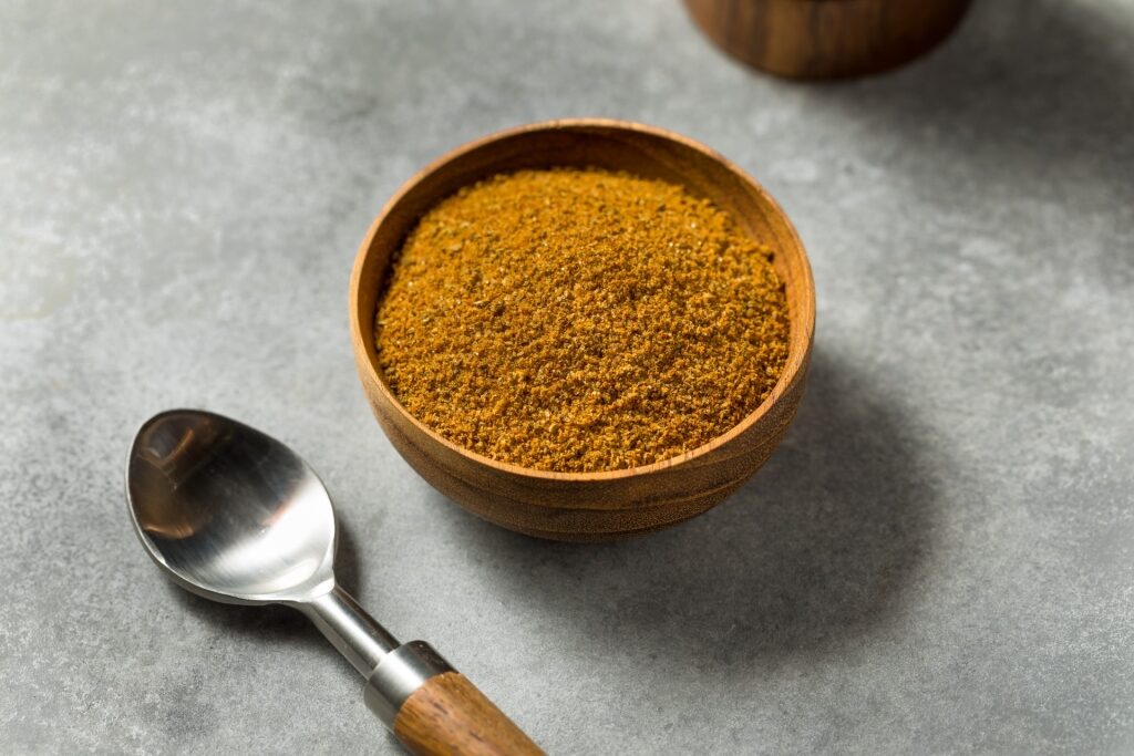 Bowl of Cajun seasoning, commonly used in Louisiana cuisine