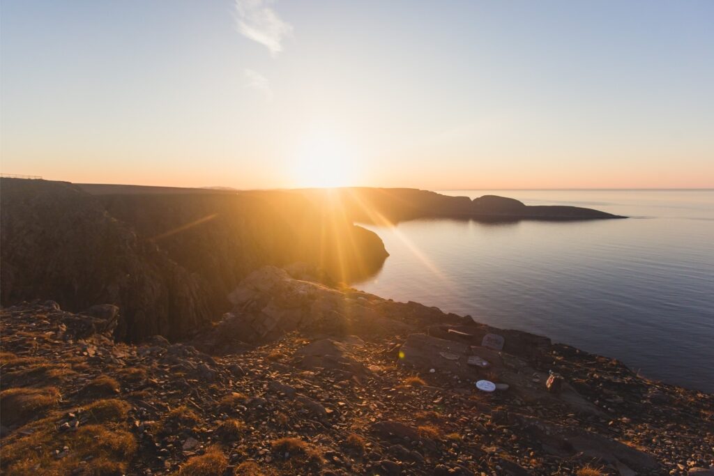 Scenic view of Nordkapp (North Cape) cliffs in Norway overlooking the Arctic Ocean