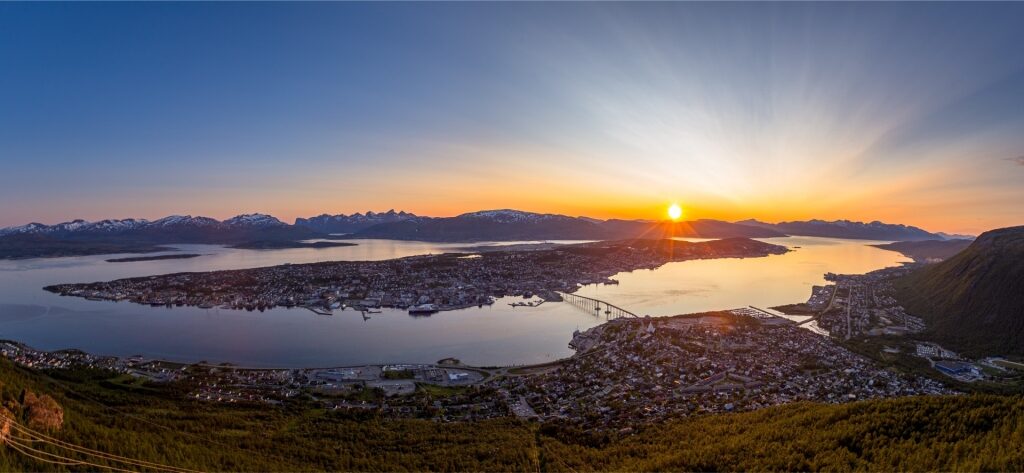 Tromsø landscape illuminated by the glowing midnight sun