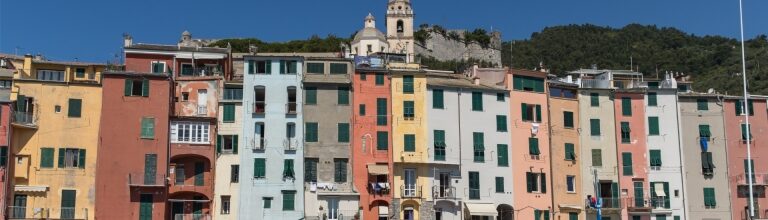 Historic town of Porto Venere with brightly painted coastal buildings