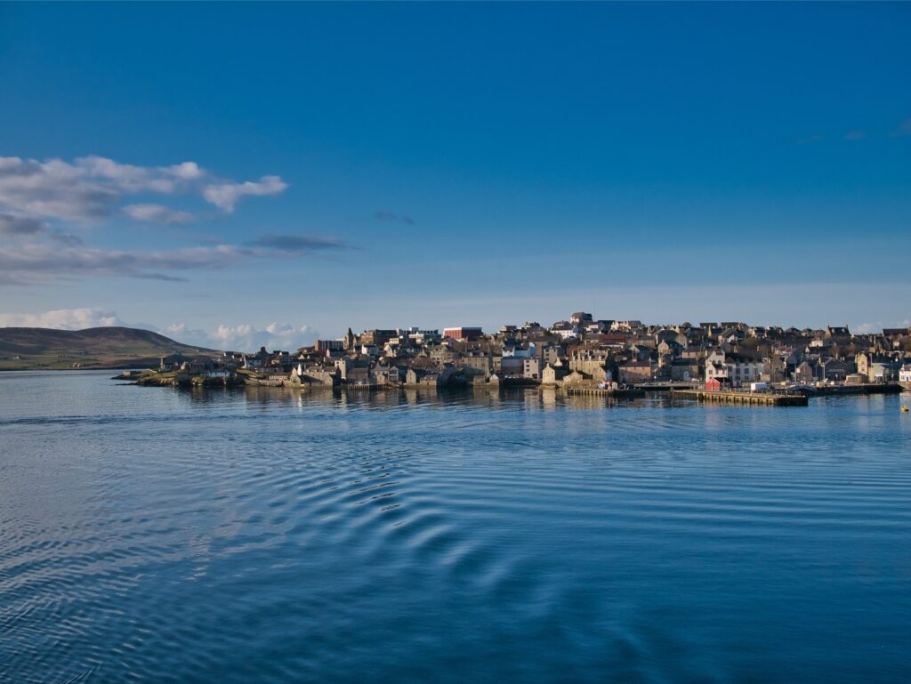 Waterfront view of Lerwick town in the Shetland Islands, Scotland