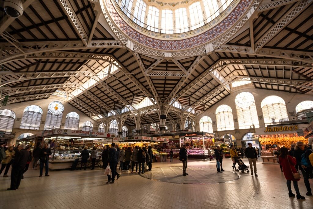 Interior view of Central Market in Valencia, Spain
