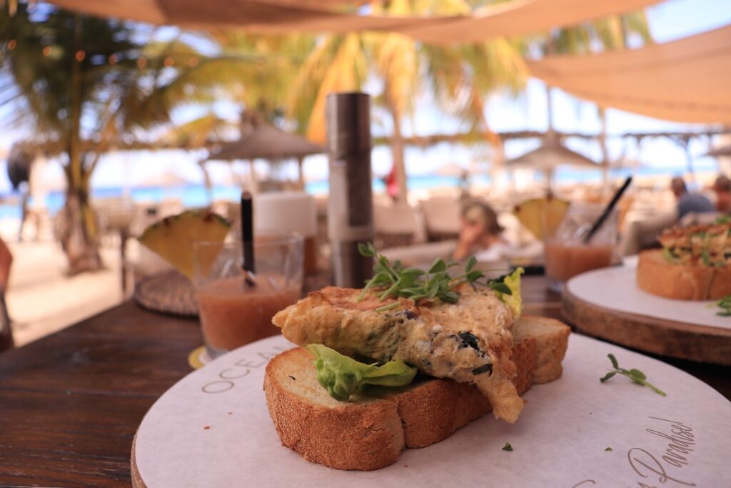 Meal served at a beach club in Bonaire