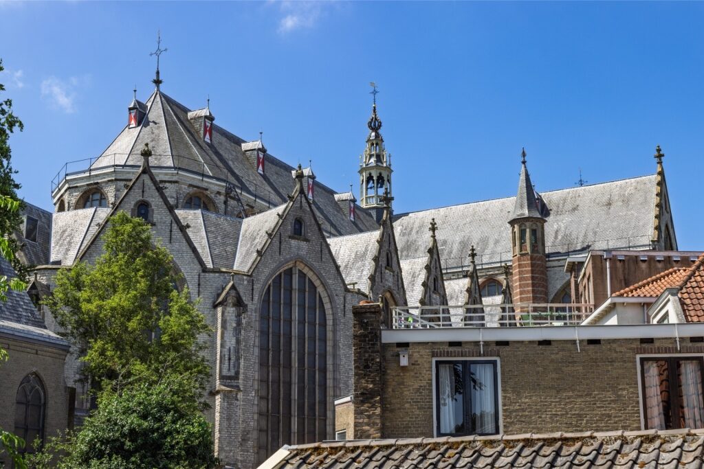 Exterior view of Sint-Janskerk, the historic church in Gouda