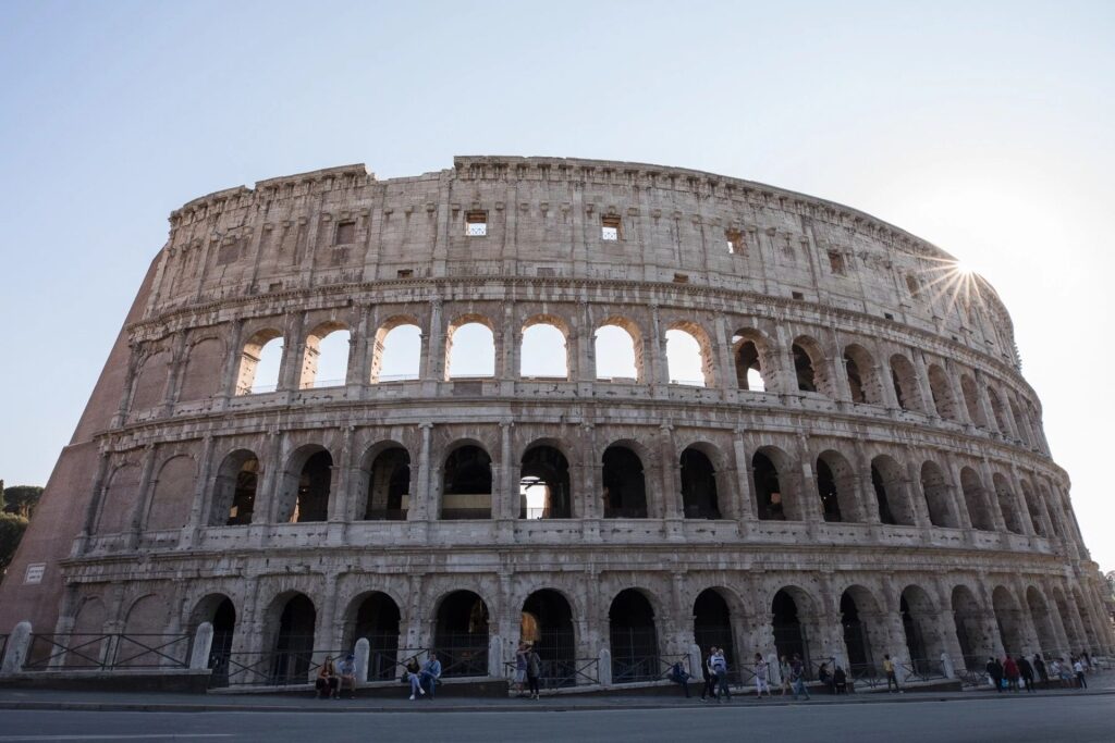 Historic Roman Colosseum under a bright sky