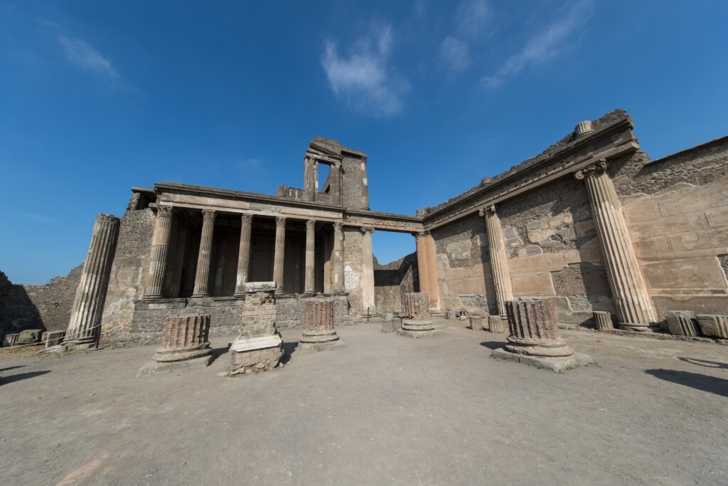 Archaeological site of Pompeii with historic Roman structures