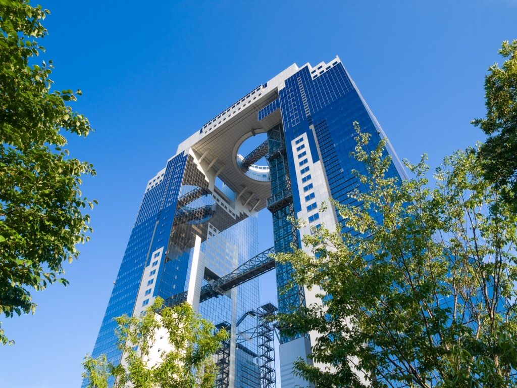 Exterior view of Umeda Sky Building, Osaka’s iconic skyscraper
