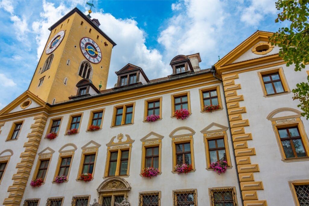 Historic Town Hall building in Regensburg’s old town center