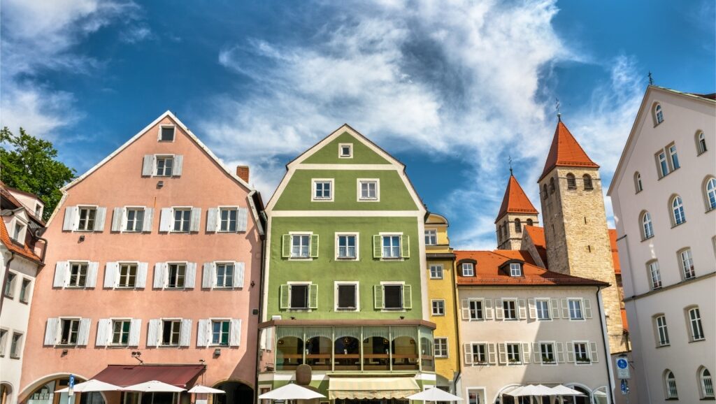 Historic buildings in the Old Town of Regensburg, Bavaria