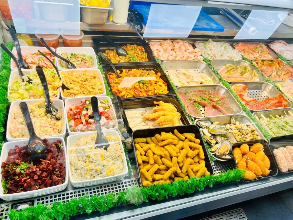Food selection at a market stall in Rotterdam