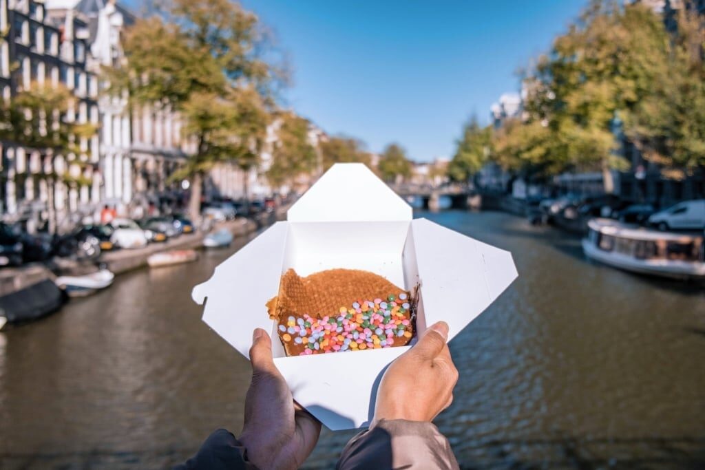 Traditional Dutch stroopwafel, a famous sweet treat in Amsterdam