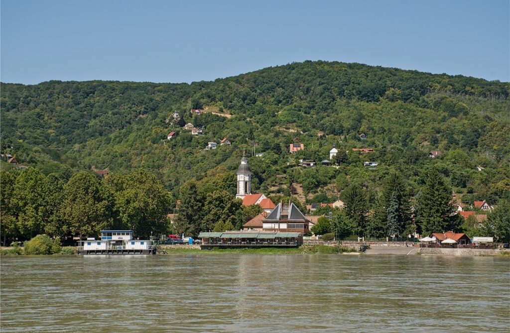 View of the historic town of Visegrád along the Danube River