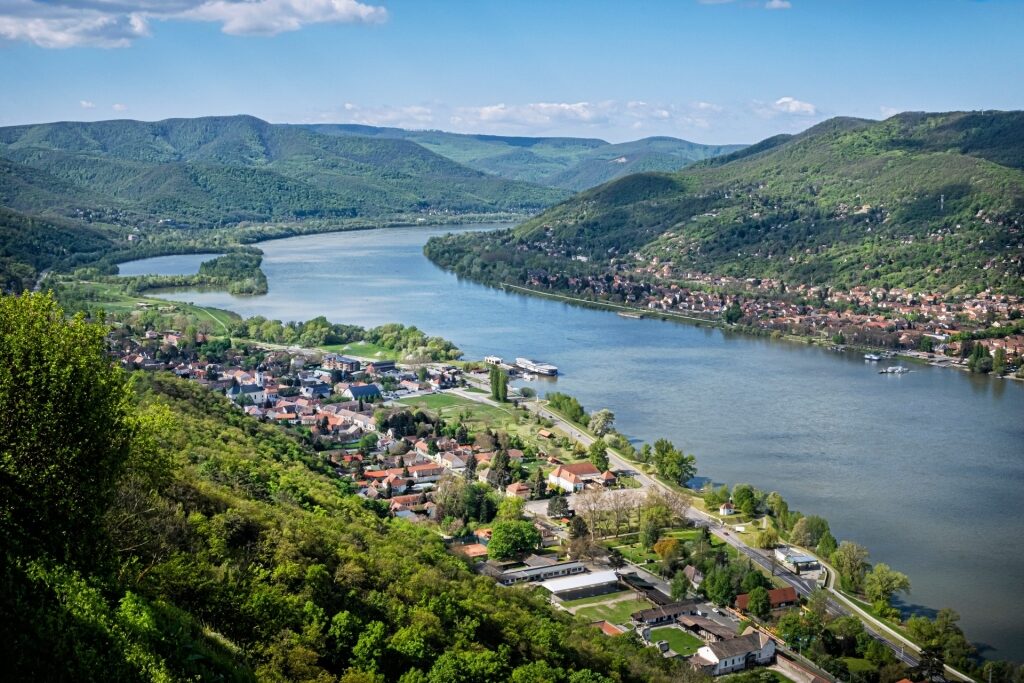 View from the castle ruins of Visegrád overlooking the Danube River