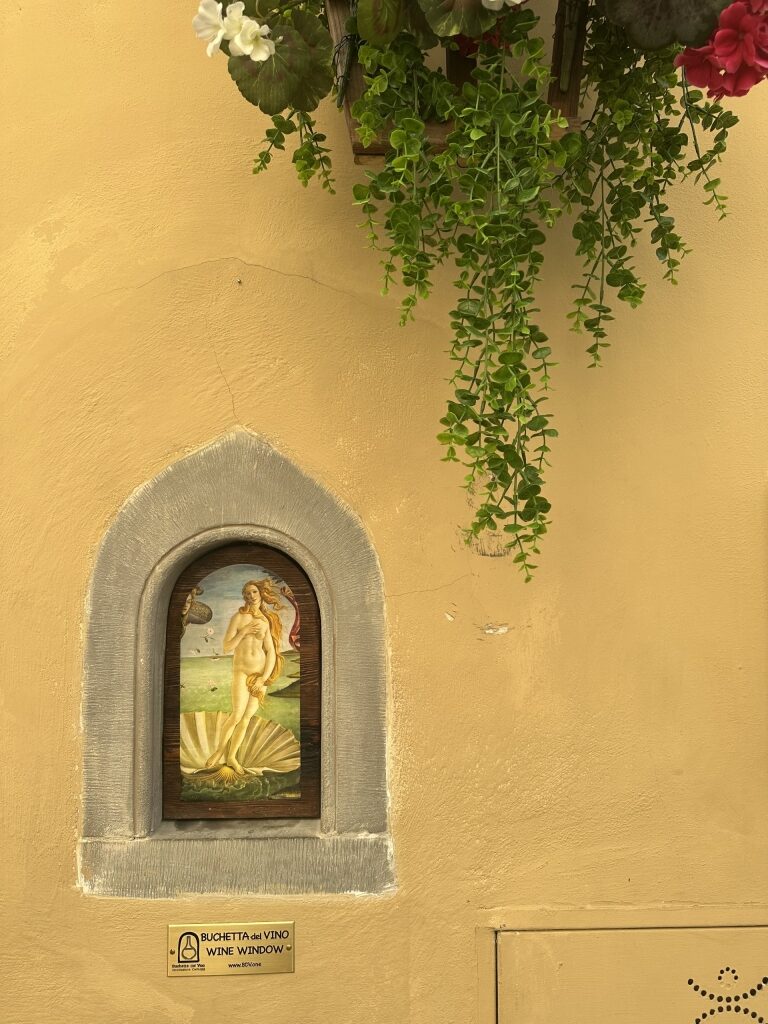 De’ Bardi Ristorante wine window in Florence, a popular spot to visit