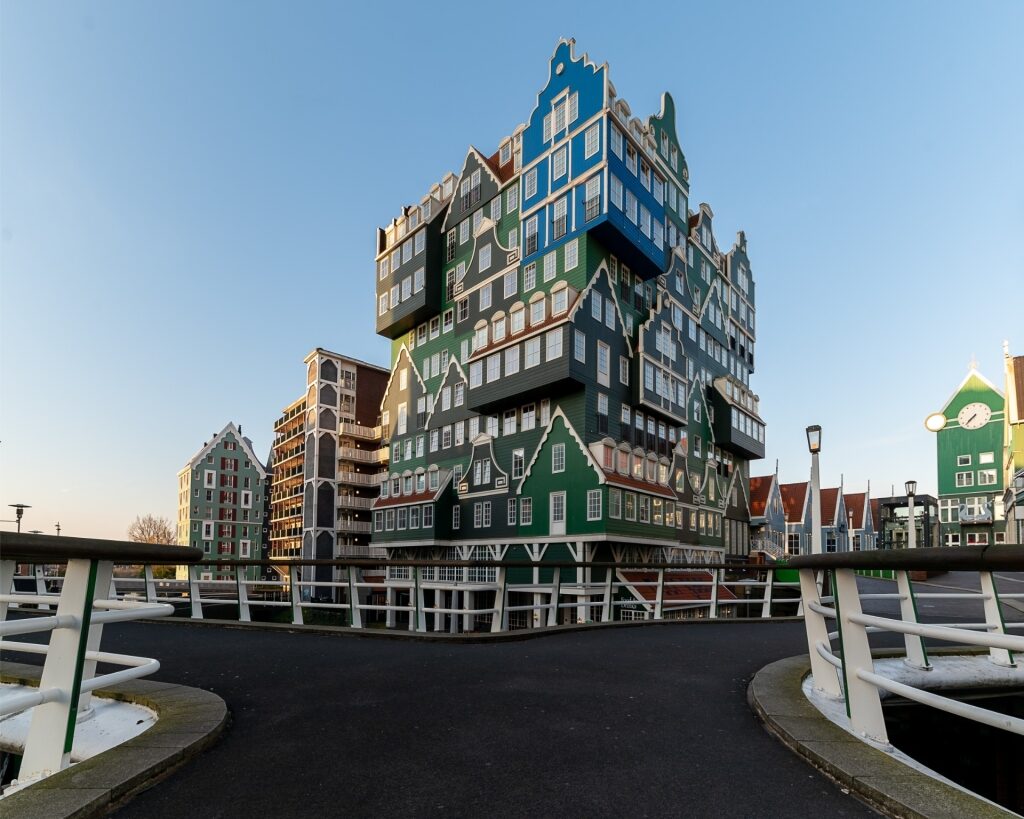 Modern stacked building in Zaandam city center