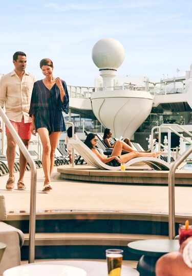 Guests enjoying the resort deck