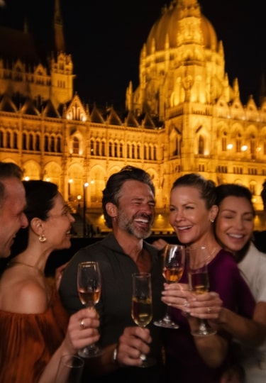 Group of people having drinks in Budapest