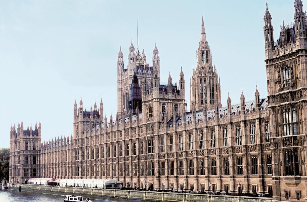 Westminster Abbey spires and towers in London England