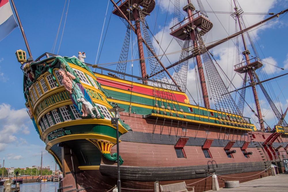 The 18th-century Dutch East India Company ship at The Maritime Museum in Amsterdam